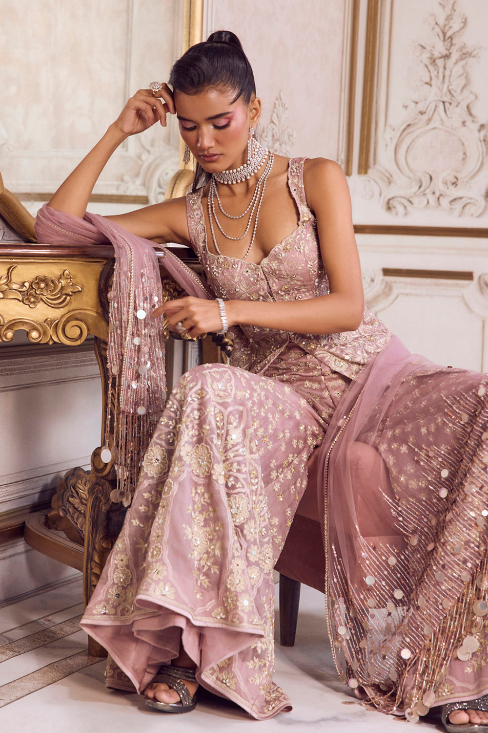 Sanya Gulati - Champagne Rose Peplum Set from Param Sundari