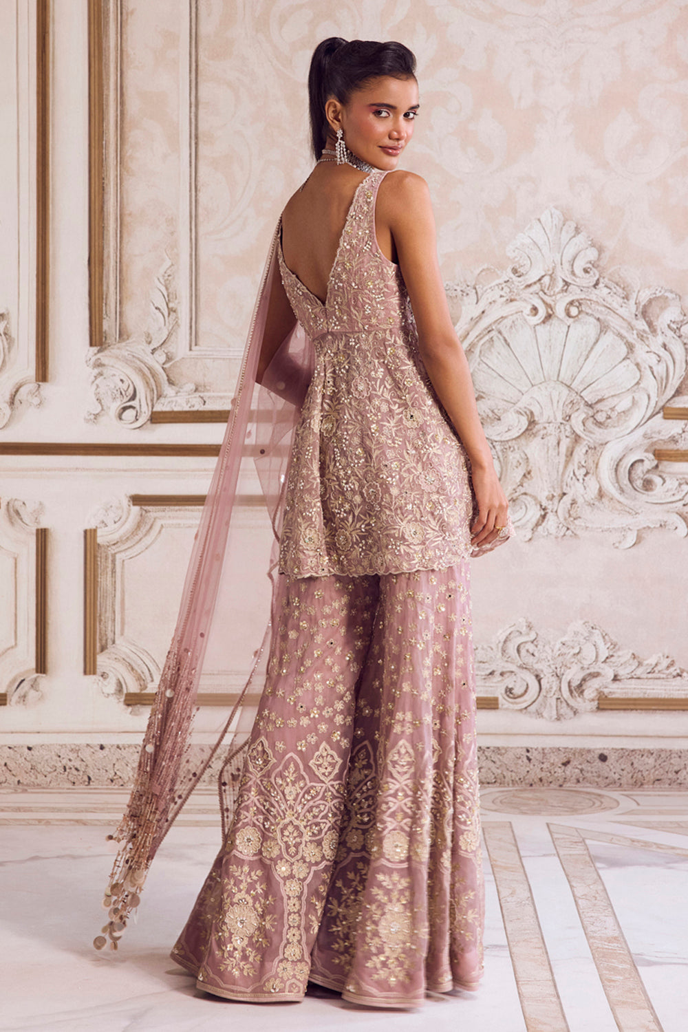 Sanya Gulati - Champagne Rose Peplum Set from Param Sundari