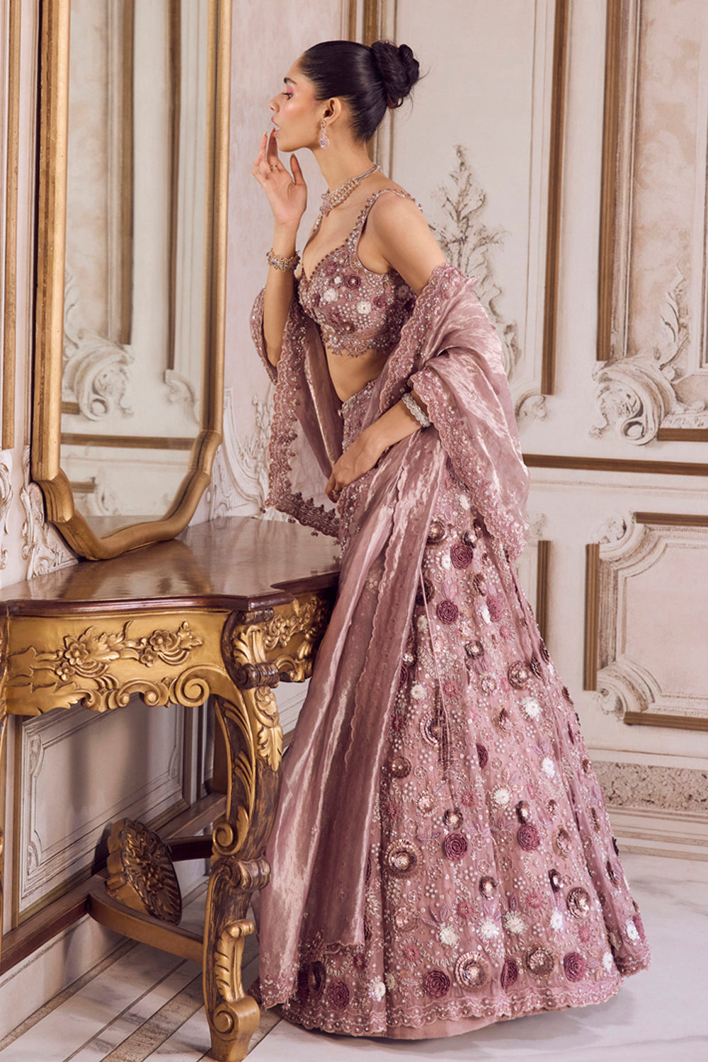 Sanya Gulati - Champagne Rose Lehenga With Blouse Set from Param Sundari