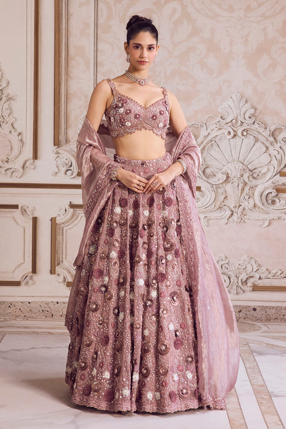 Sanya Gulati - Champagne Rose Lehenga With Blouse Set from Param Sundari