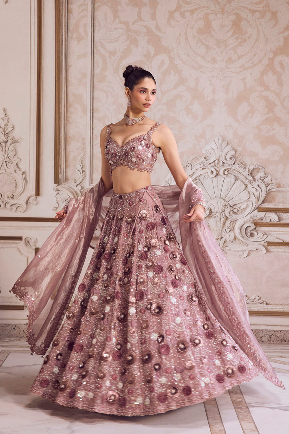 Sanya Gulati - Champagne Rose Lehenga With Blouse Set from Param Sundari