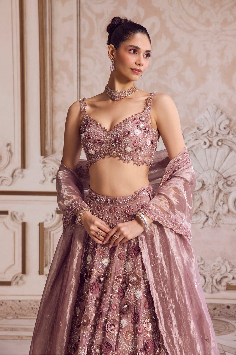 Sanya Gulati - Champagne Rose Lehenga With Blouse Set from Param Sundari