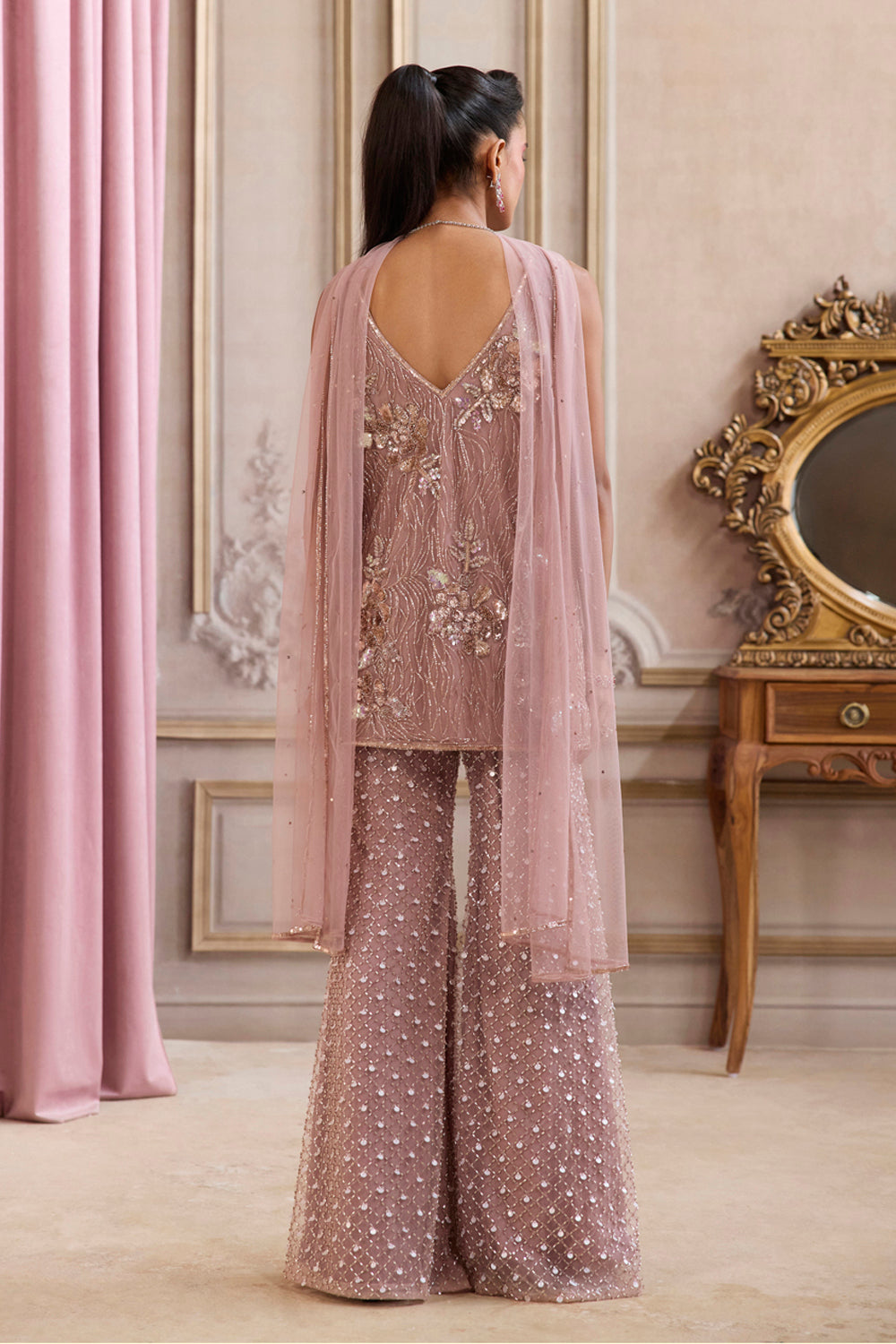 Sanya Gulati - Champagne Rose Kurta and Pants Set from Param Sundari