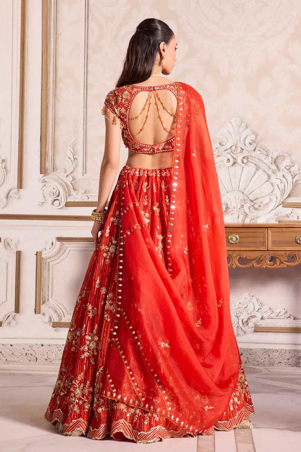 Sanya Gulati - Rust Organza Lehenga Set from Param Sundari