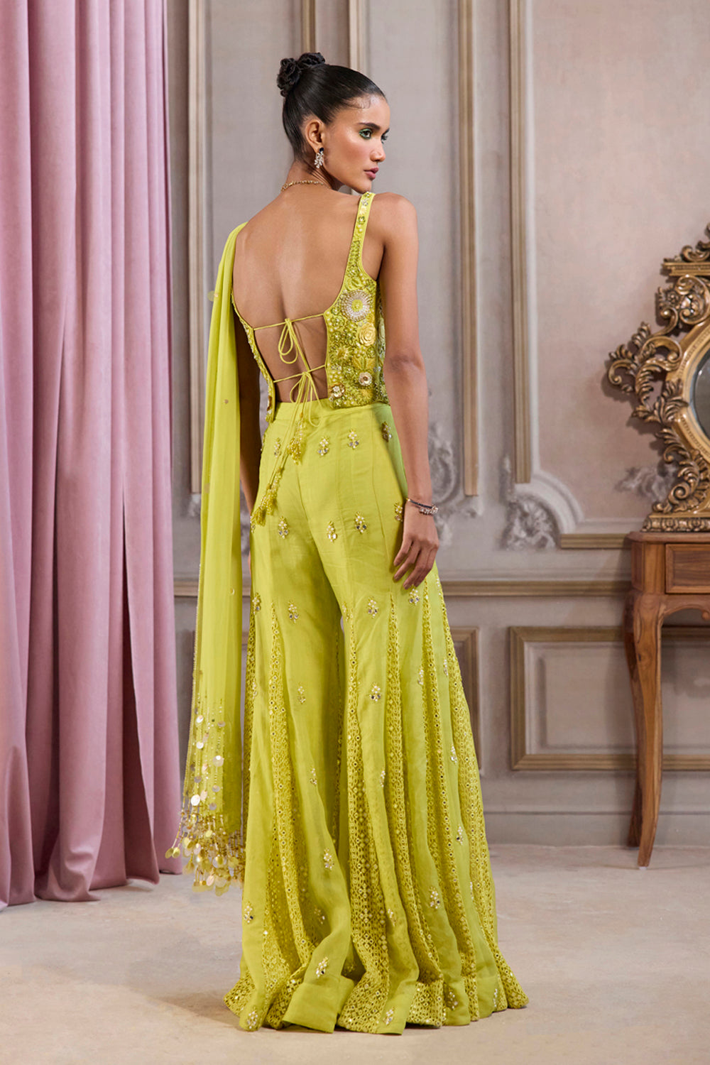 Sanya Gulati - Neon Green Corset With Sharara Set from Param Sundari