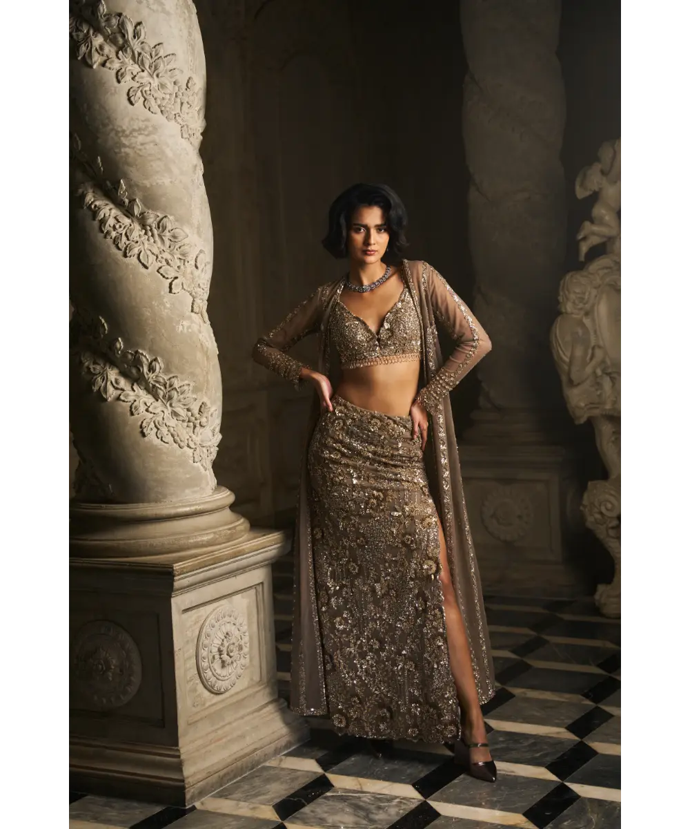 SEEMA GUJRAL- Slate Skirt Jacket Set