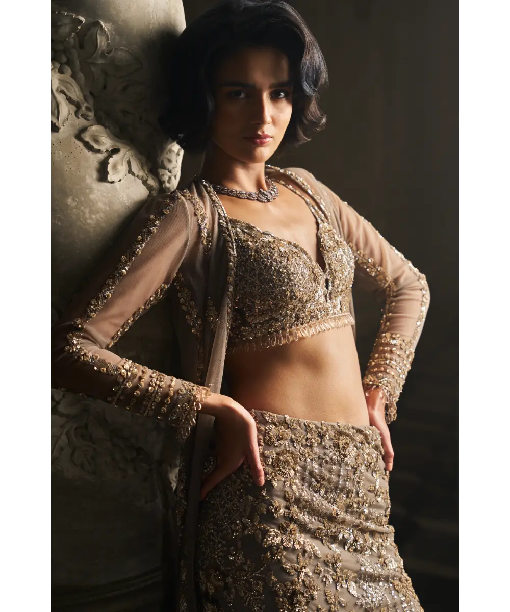 SEEMA GUJRAL- Slate Skirt Jacket Set