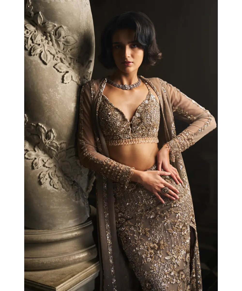 SEEMA GUJRAL- Slate Skirt Jacket Set