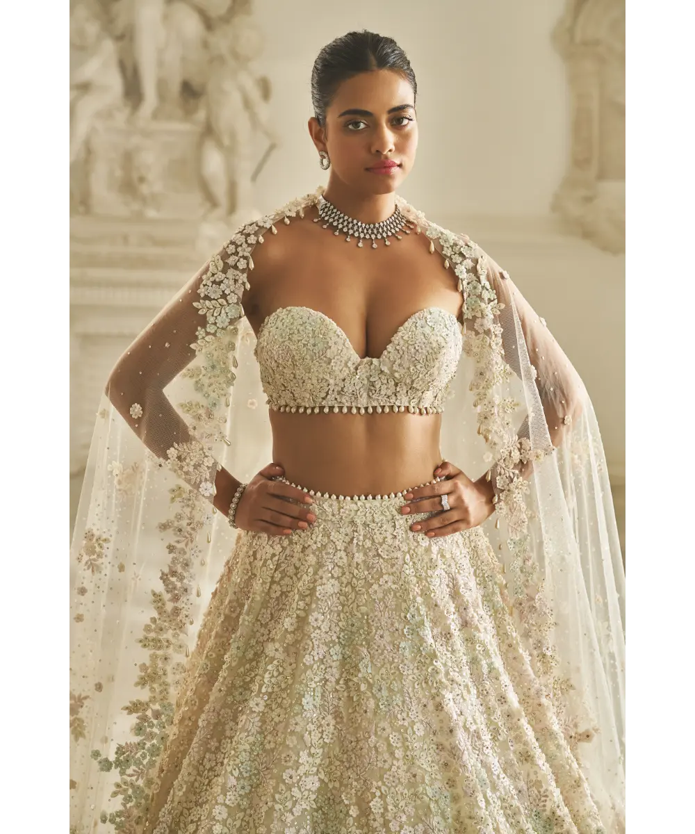 SEEMA GUJRAL- Multi-Coloured Three-Dimensional Lehnega Set