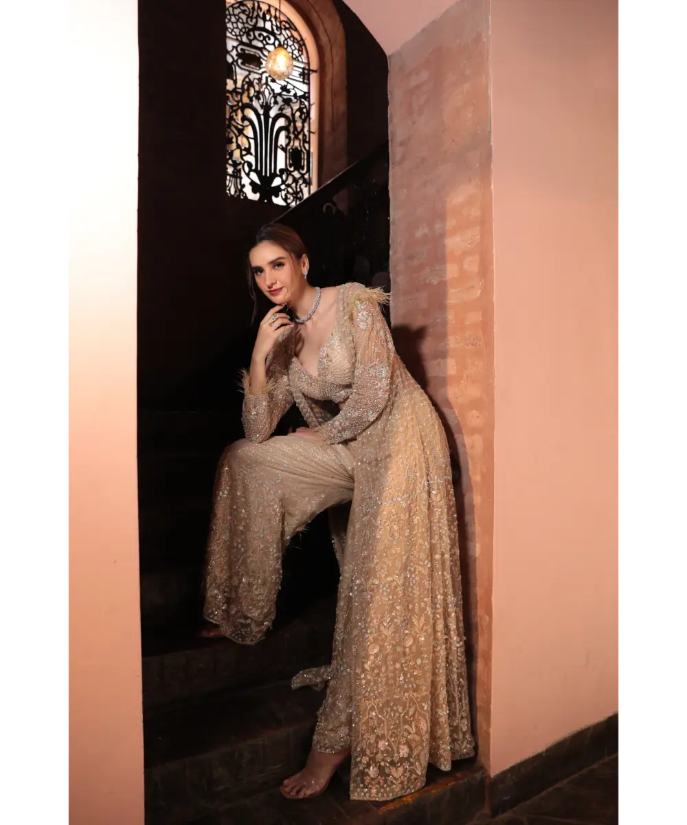 KALIGHATA - Shimmer Grey jacket sharara