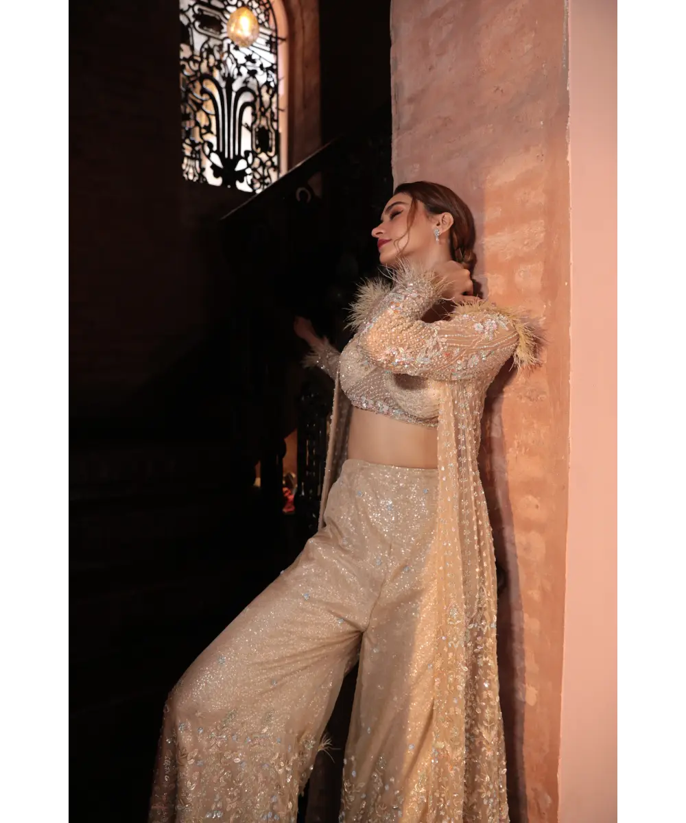 KALIGHATA - Shimmer Grey jacket sharara