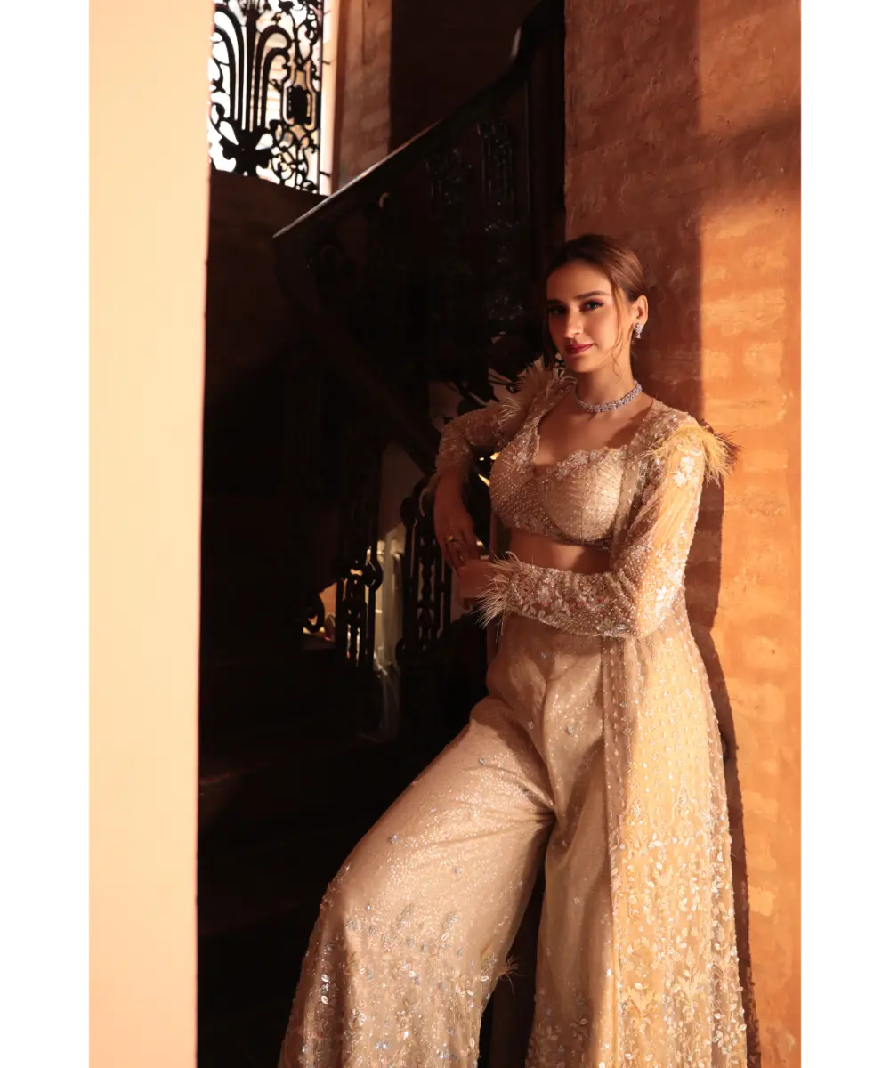 KALIGHATA - Shimmer Grey jacket sharara