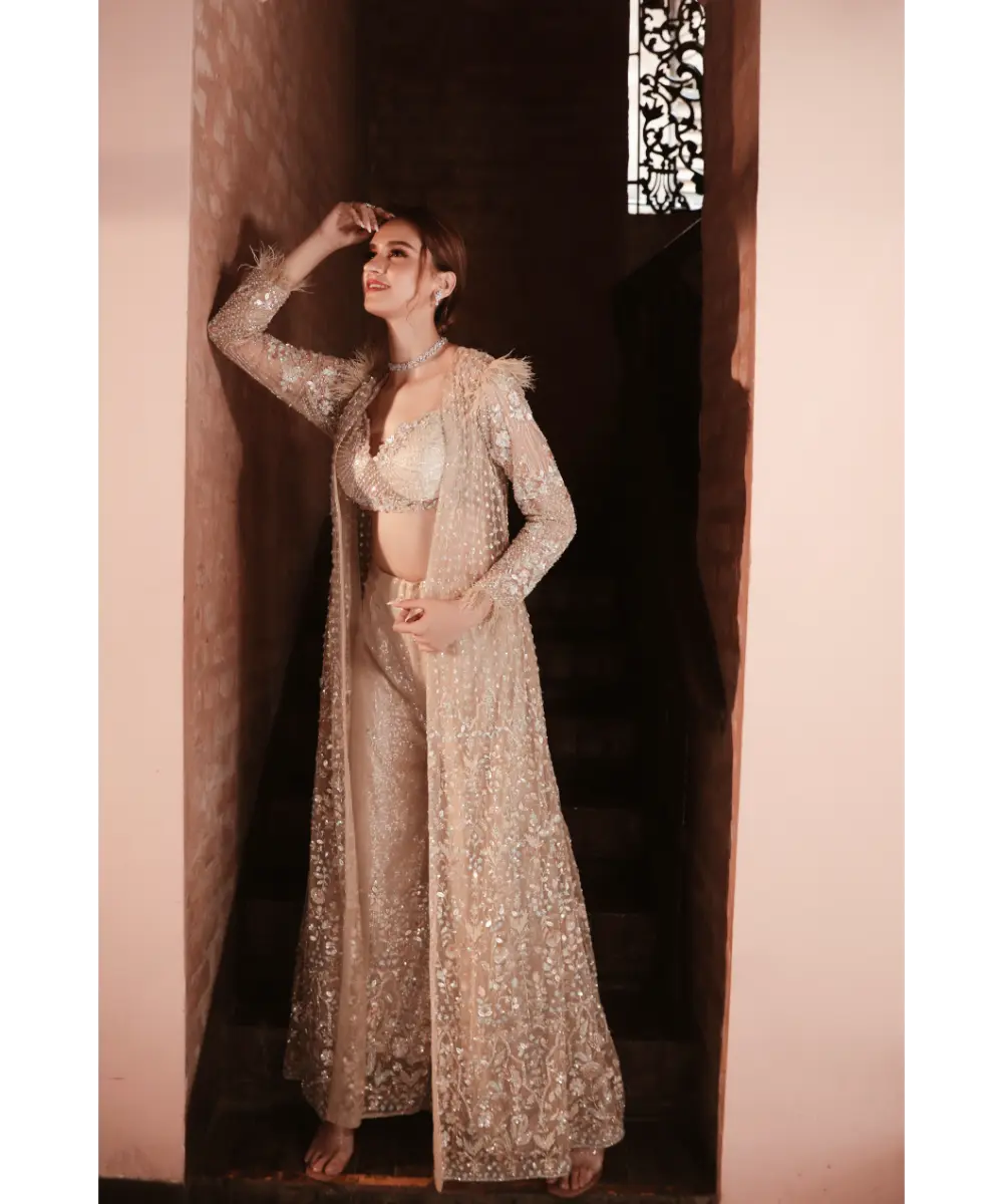 KALIGHATA - Shimmer Grey jacket sharara