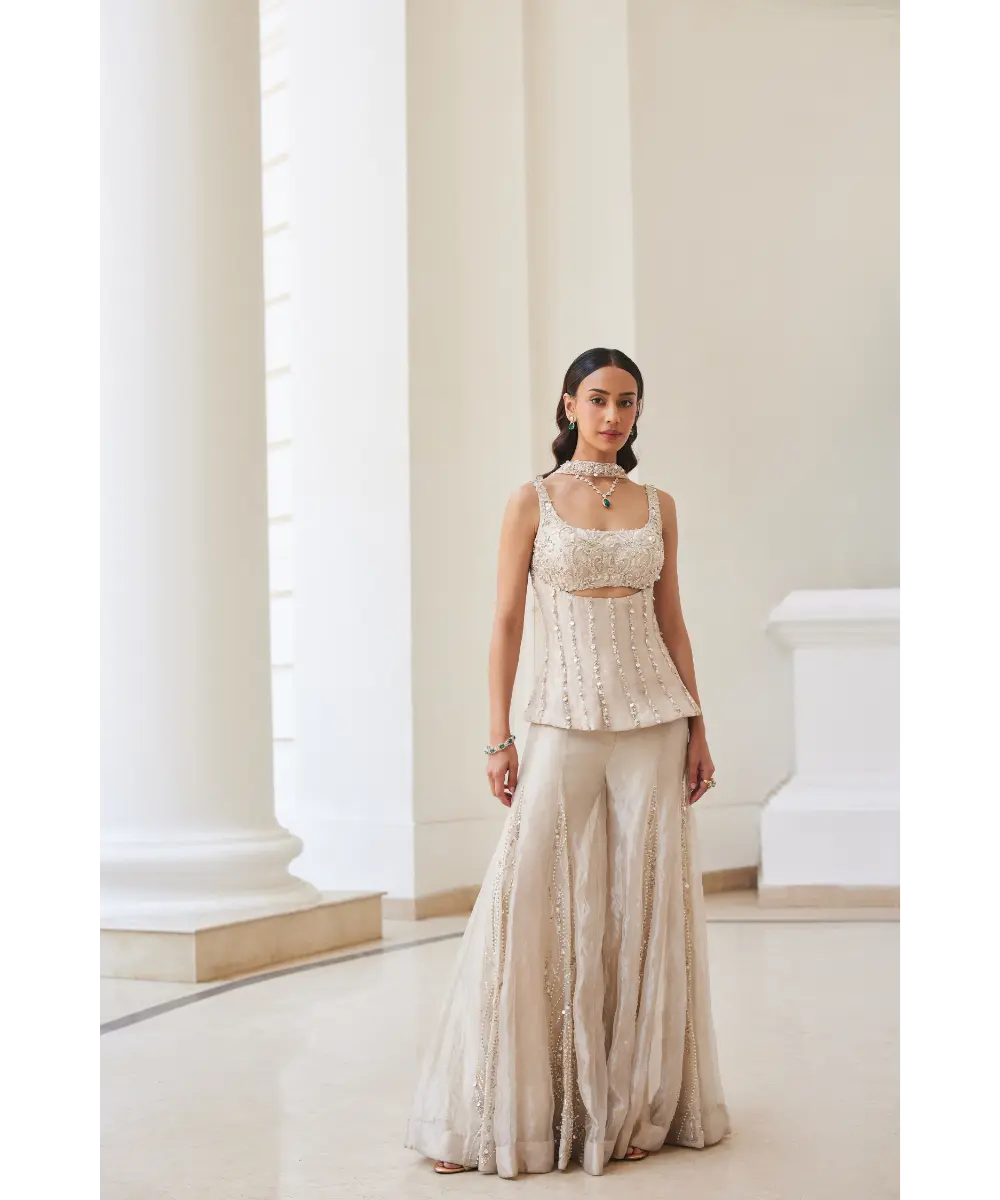 SANYA GULATI - Tissue Sharara and Corset Set