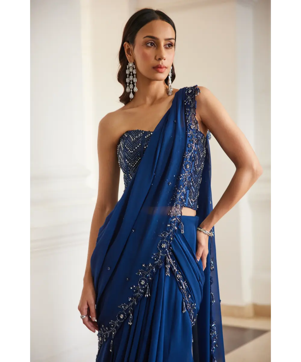 SANYA GULATI - Teal Blue Corset Saree
