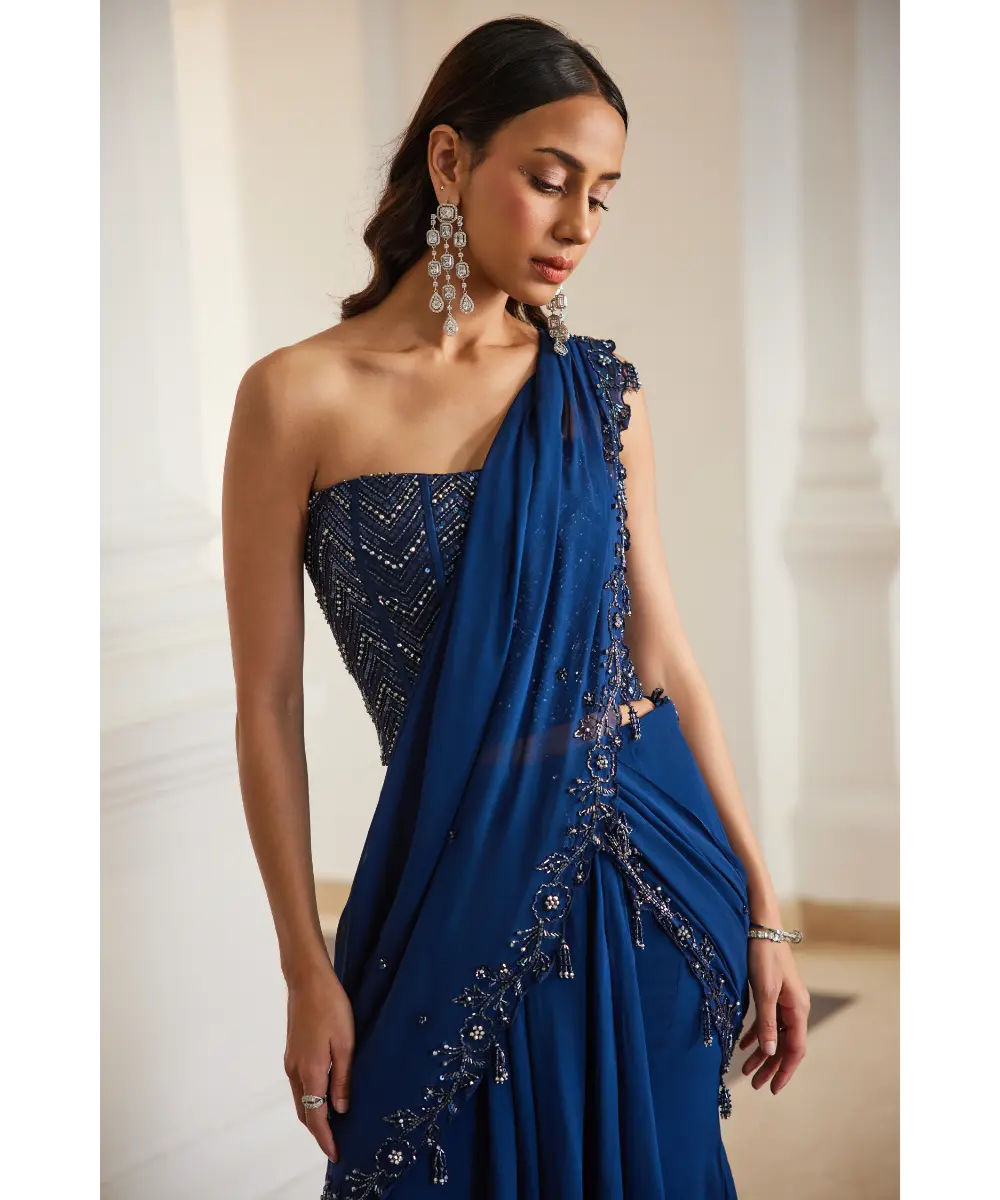 SANYA GULATI - Teal Blue Corset Saree