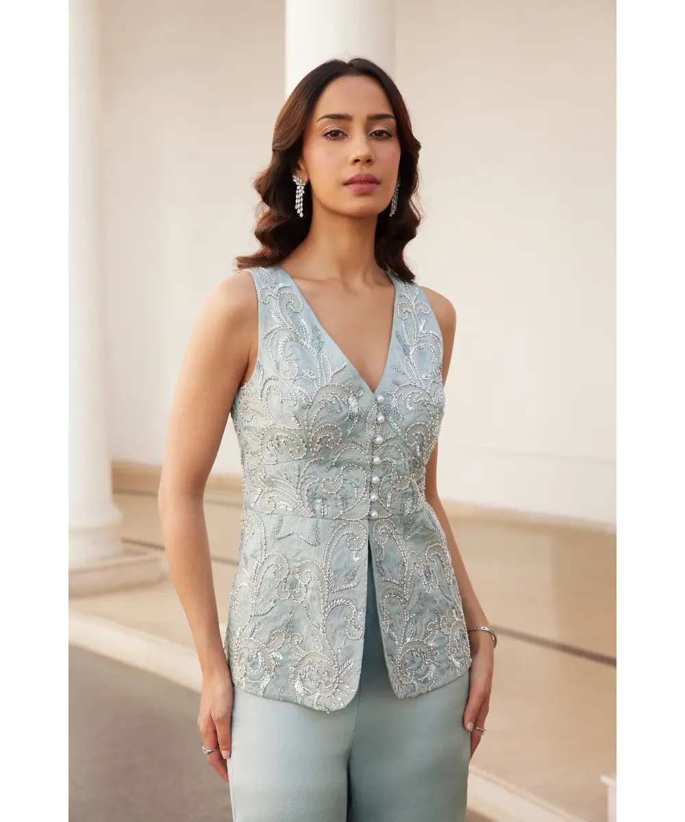 SANYA GULATI- Powder Blue Peplum and Pants