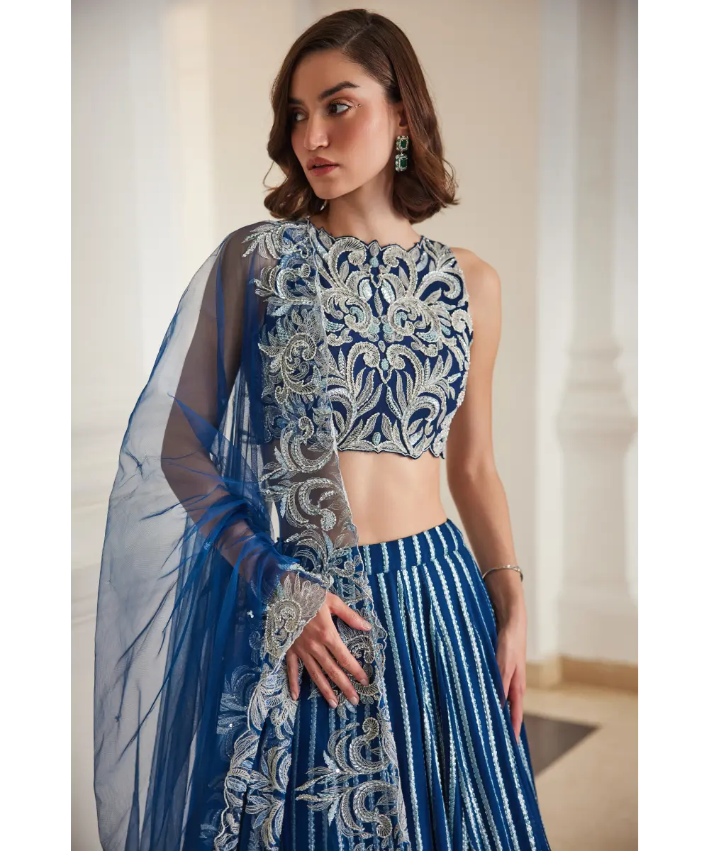 Sanya Gulati - Teal Blue Lehenga