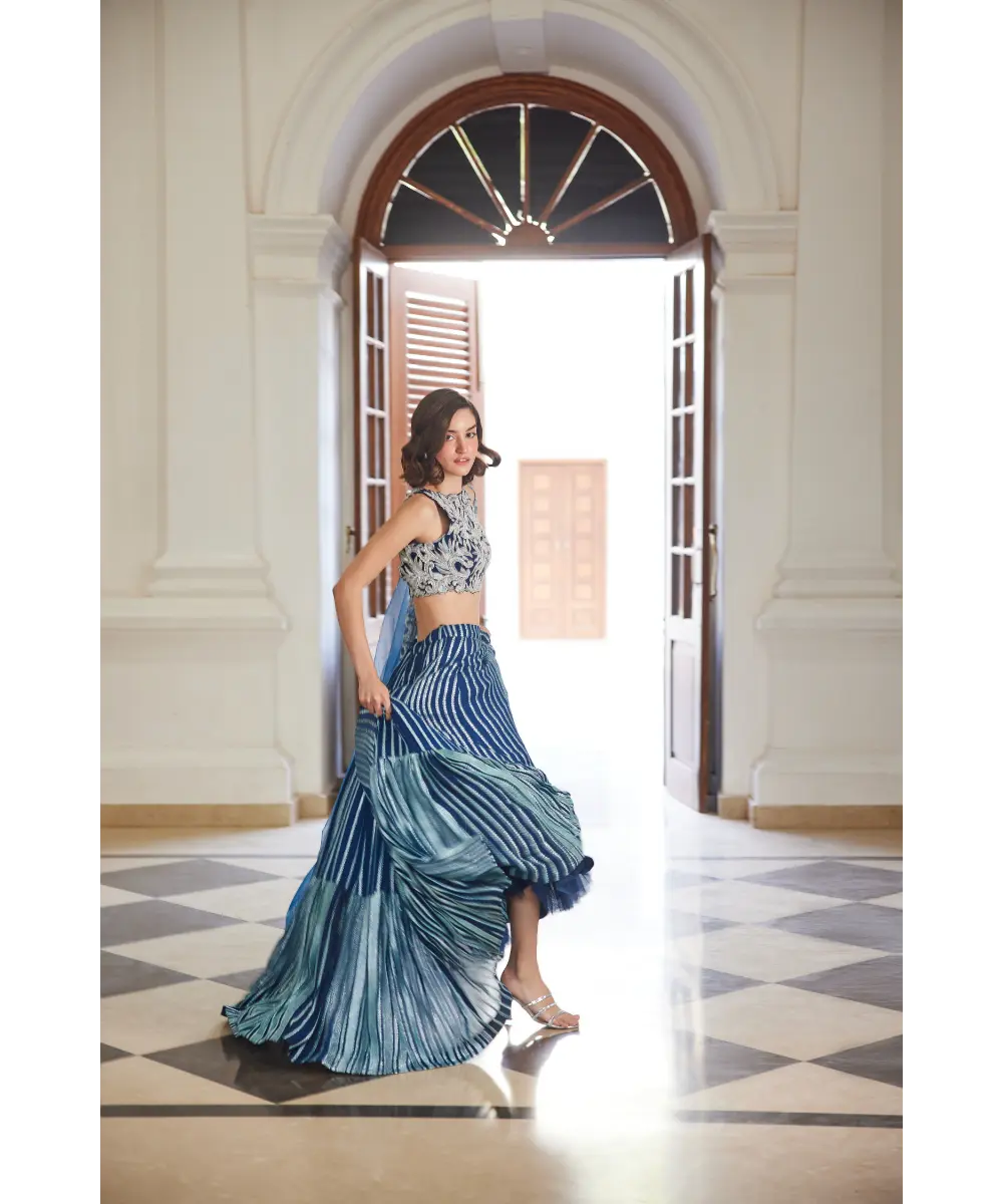 Sanya Gulati - Teal Blue Lehenga