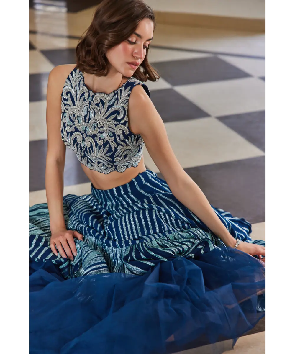 Sanya Gulati - Teal Blue Lehenga