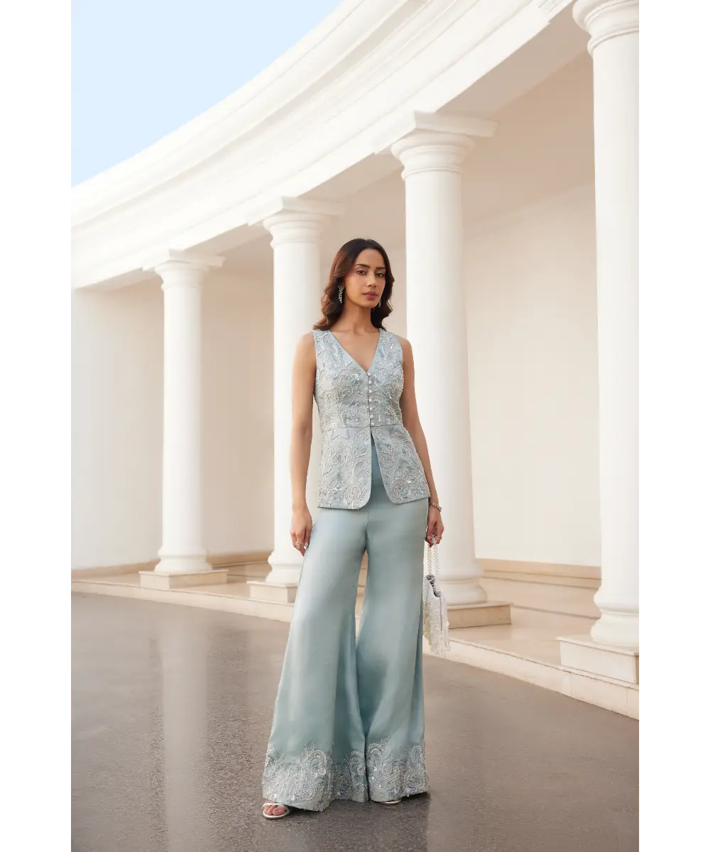 SANYA GULATI- Powder Blue Peplum and Pants
