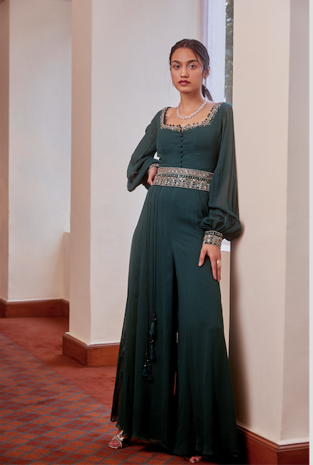 Sanya Gulati - Teal Green Jumpsuit from Fizah