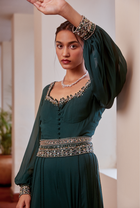 Sanya Gulati - Teal Green Jumpsuit from Fizah