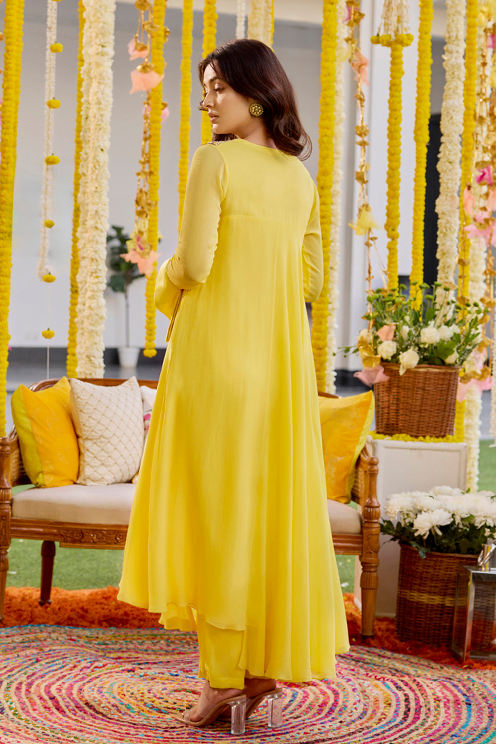 Sanya Gulati - Sunshine Yellow Asymmetric Kurta With Pants Set