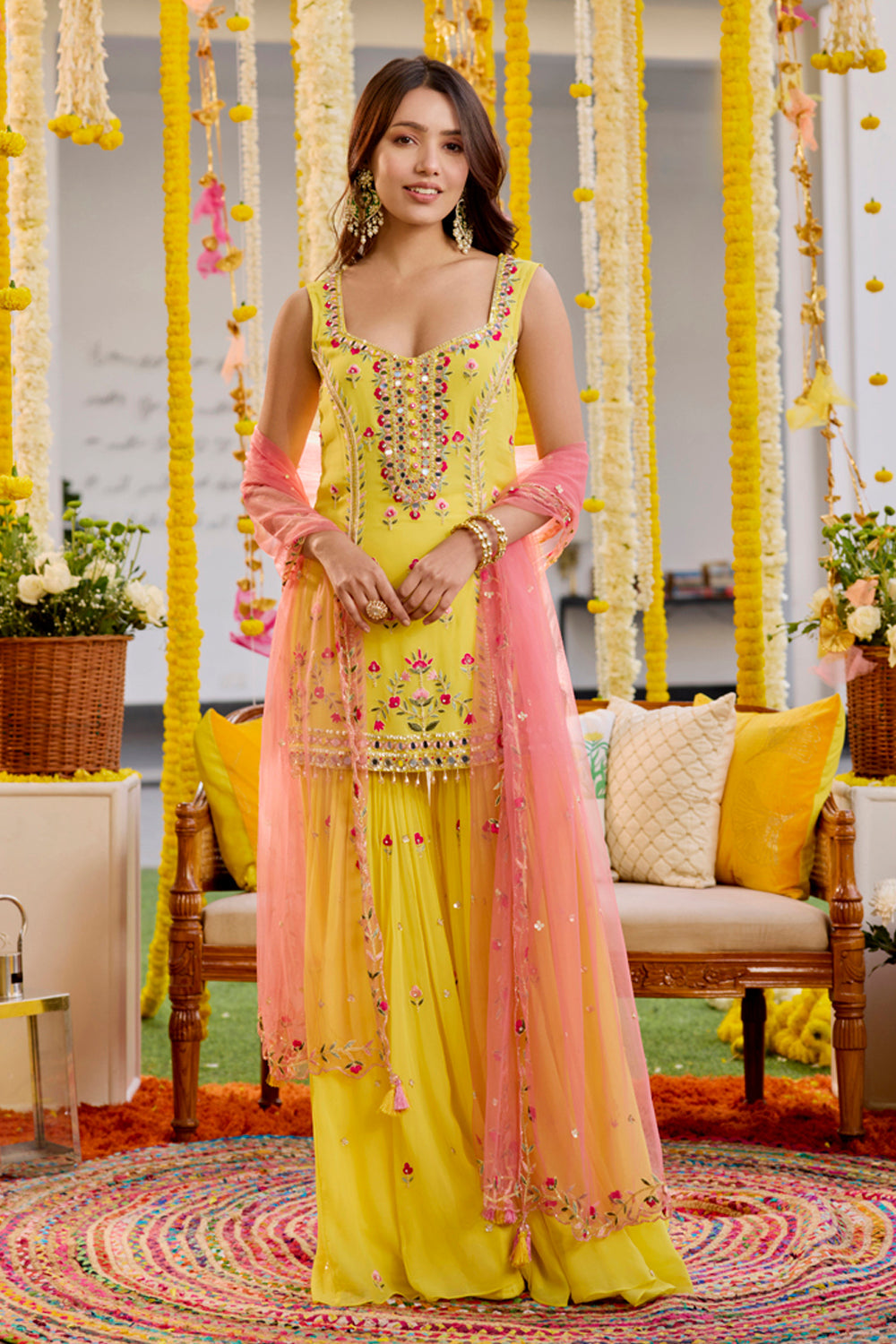 Sanya Gulati - Sunshine Yellow Kurta and Sharara Set from Kia & Kyara