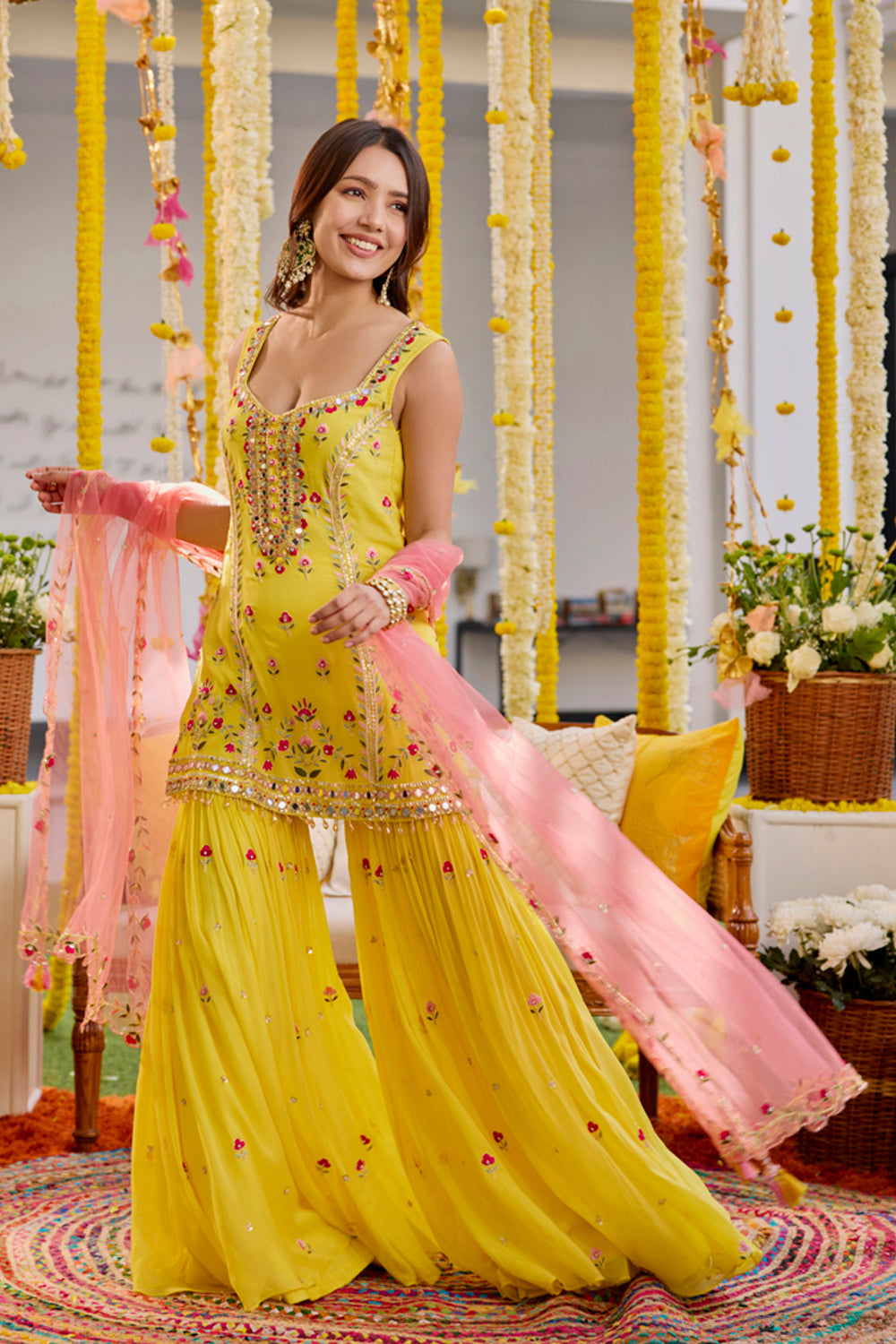 Sanya Gulati - Sunshine Yellow Kurta and Sharara Set from Kia & Kyara