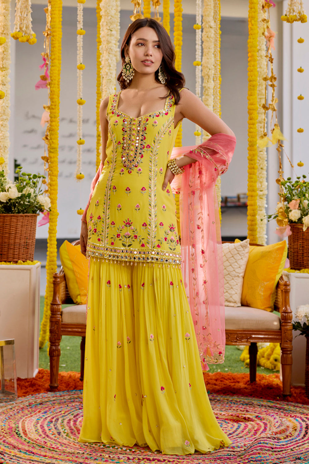 Sanya Gulati - Sunshine Yellow Kurta and Sharara Set from Kia & Kyara