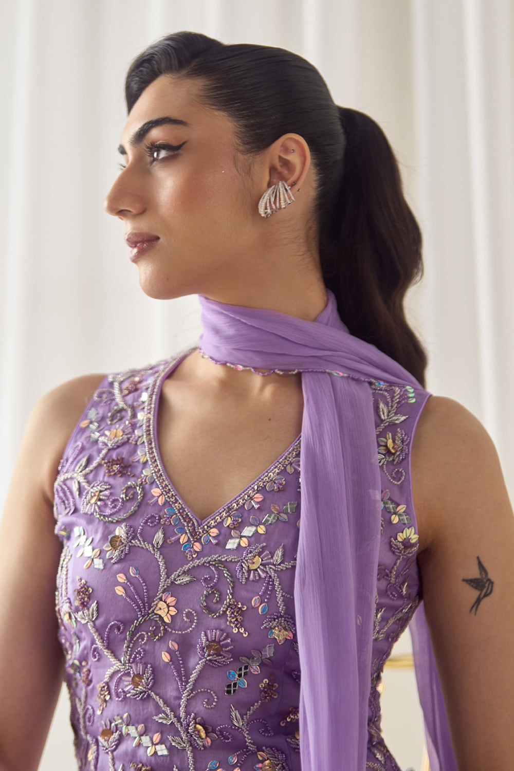 Sanya Gulati - Lavender Fitted Kurta With Sharara Set from Jawaani Janeman