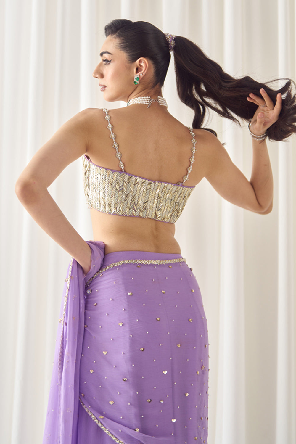 Sanya Gulati - Lavender Pre-Stitched Saree With Blouse from Jawaani Janeman