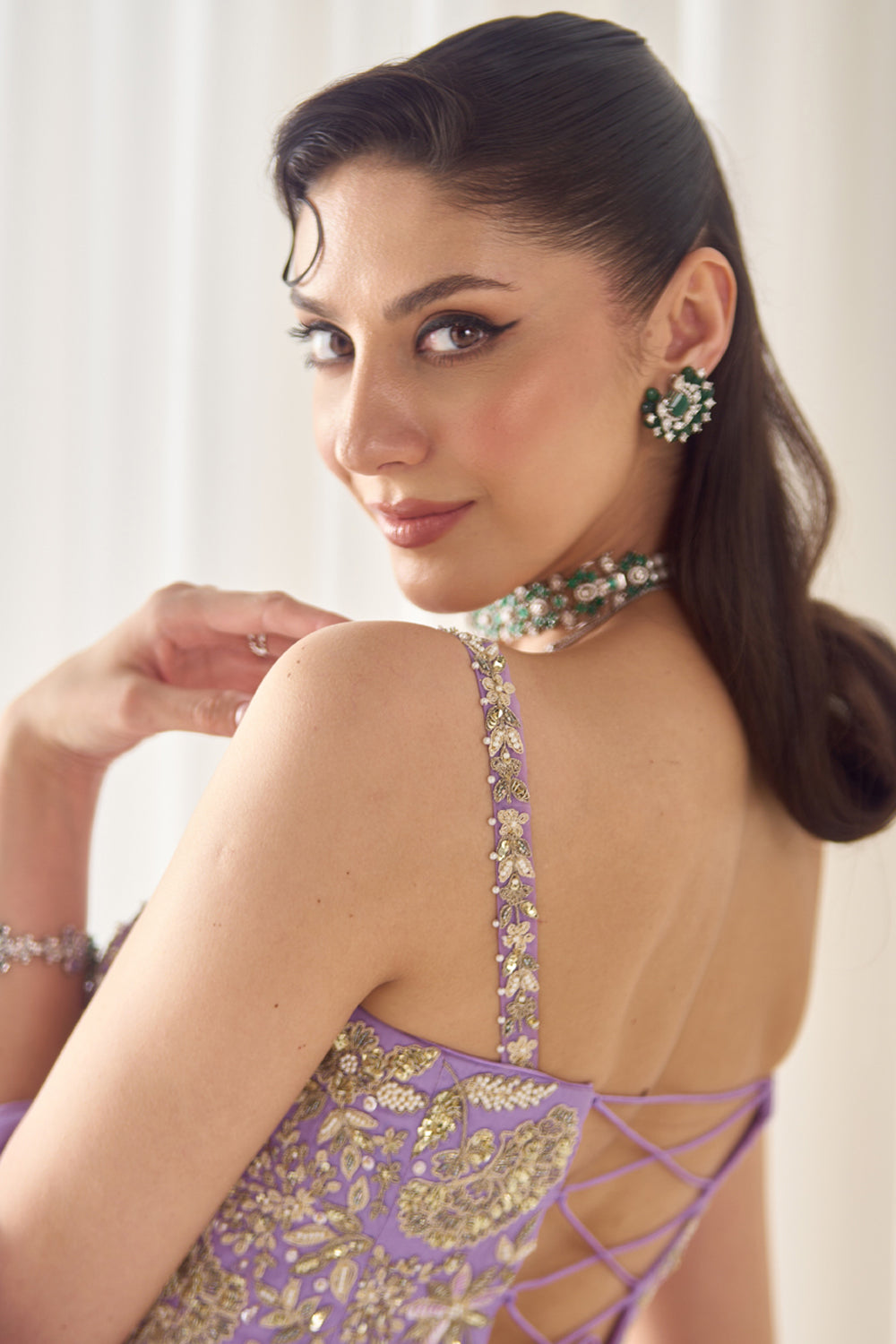 Sanya Gulati - Lavender Pre Stitched Saree With Corset from Jawaani Janeman