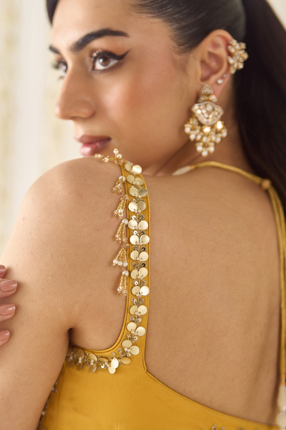 Sanya Gulati - Mustard Peplum and Lehenga Set from Jawaani Janeman