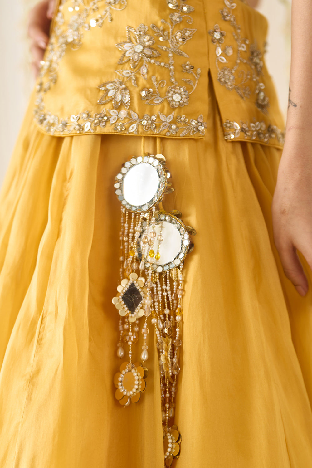 Sanya Gulati - Mustard Peplum and Lehenga Set from Jawaani Janeman