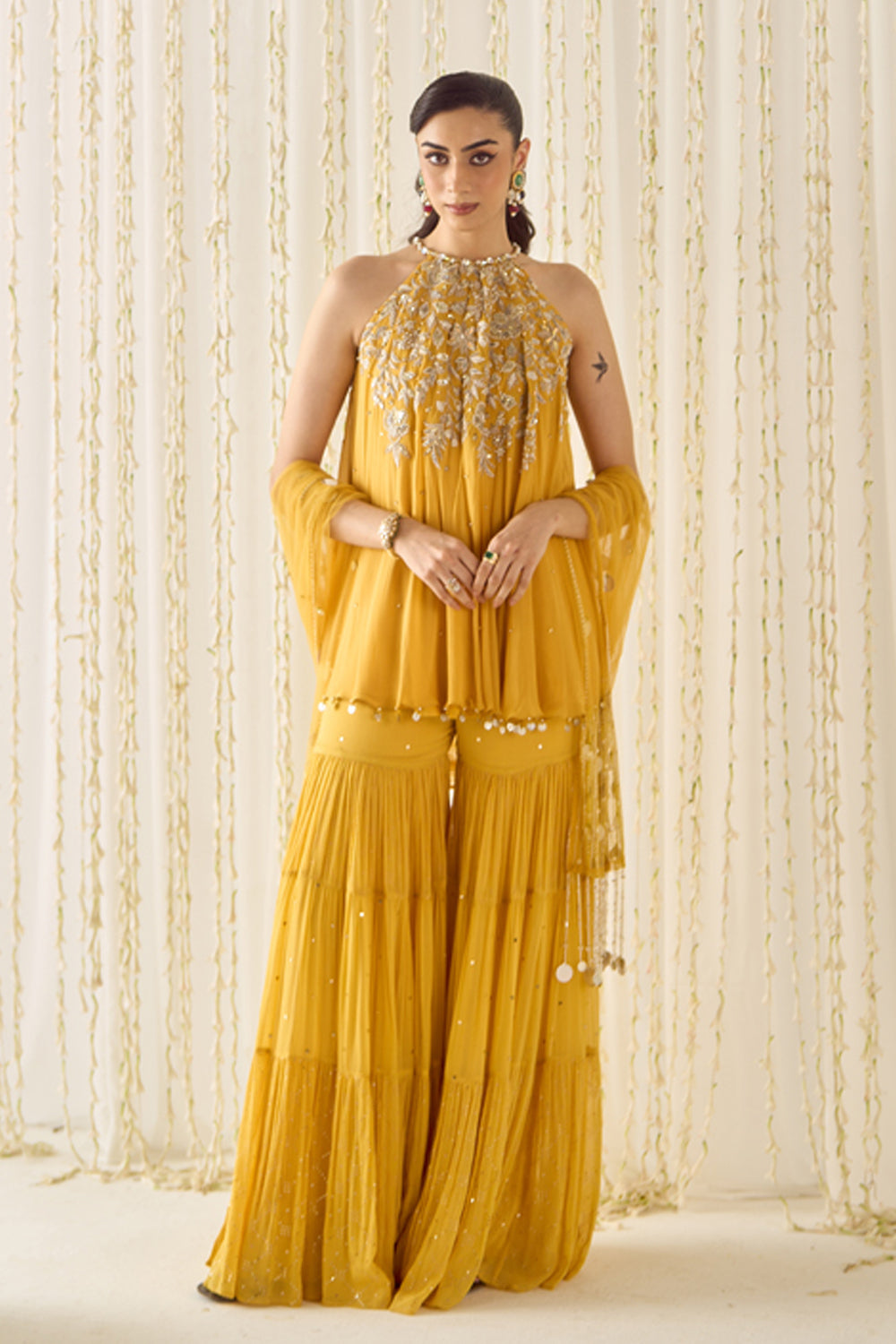 Sanya Gulati - Mustard A-Line Kurta Sharara Set from Jawaani Janeman