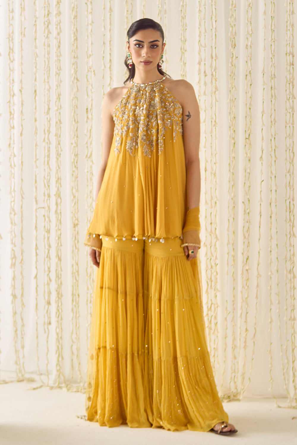 Sanya Gulati - Mustard A-Line Kurta Sharara Set from Jawaani Janeman