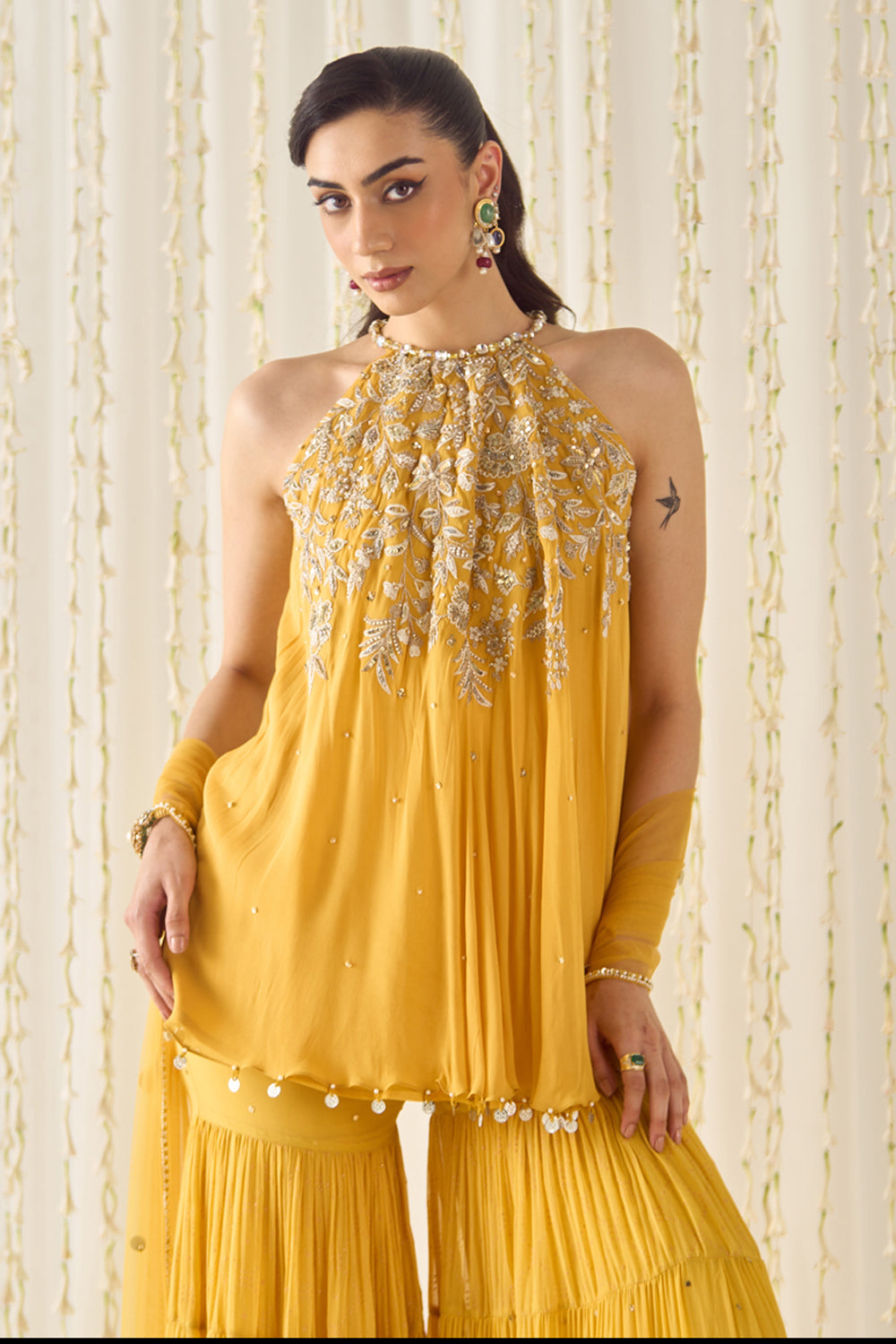 Sanya Gulati - Mustard A-Line Kurta Sharara Set from Jawaani Janeman