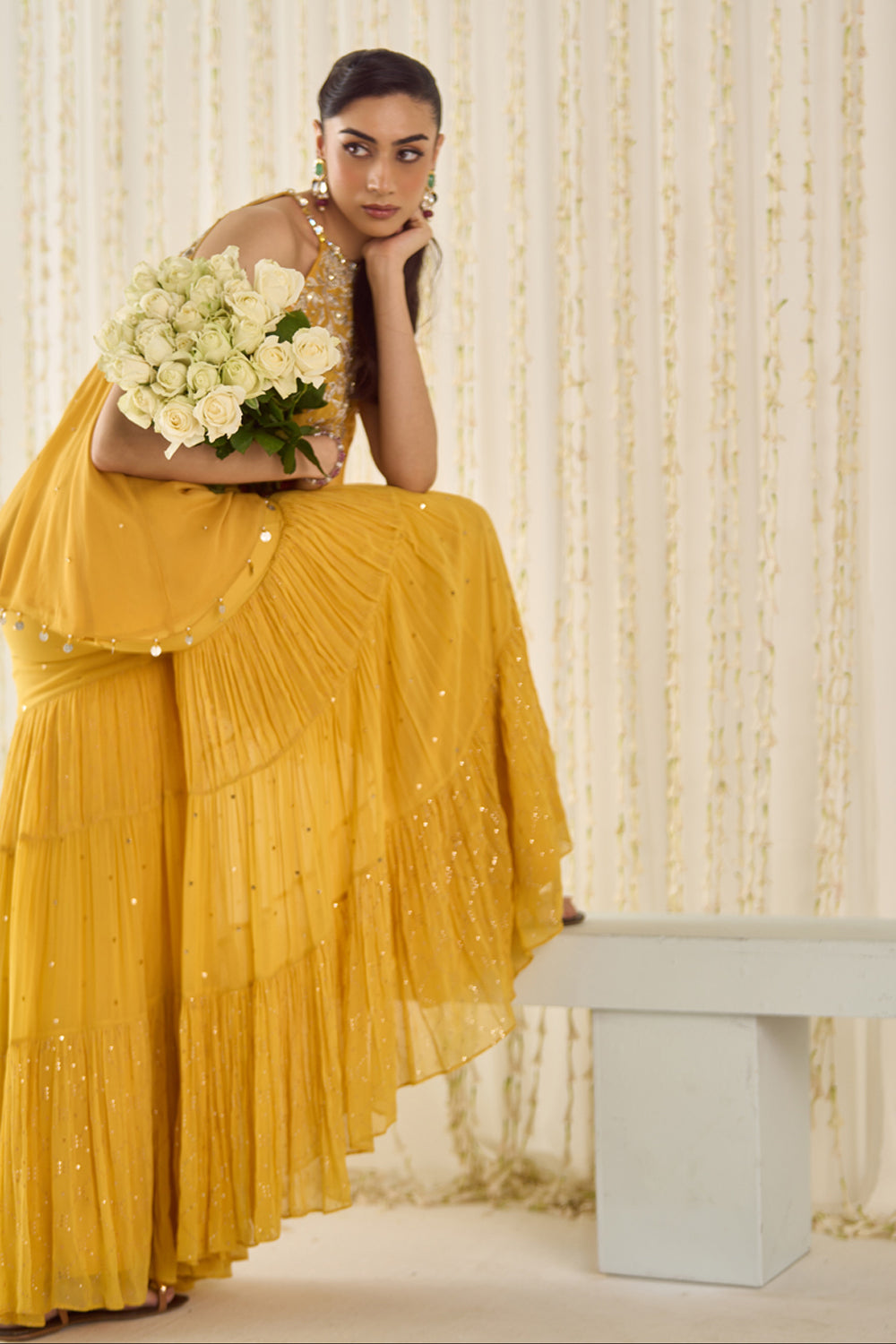 Sanya Gulati - Mustard A-Line Kurta Sharara Set from Jawaani Janeman