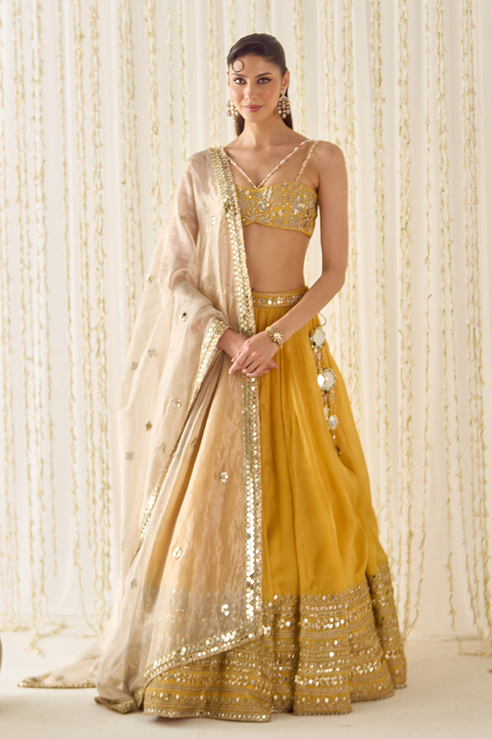 Sanya Gulati - Mustard Bustier and Lehenga Set from Jawaani Janeman