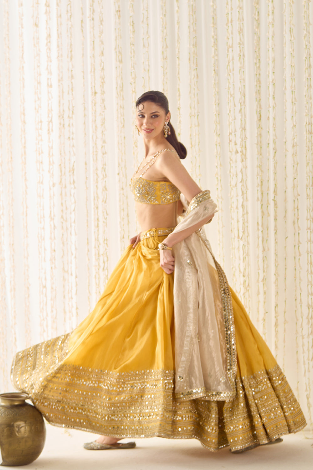 Sanya Gulati - Mustard Bustier and Lehenga Set from Jawaani Janeman