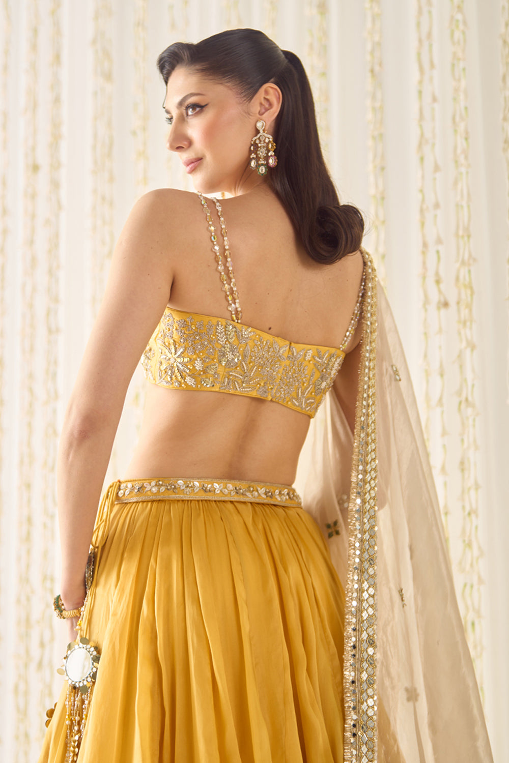 Sanya Gulati - Mustard Bustier and Lehenga Set from Jawaani Janeman