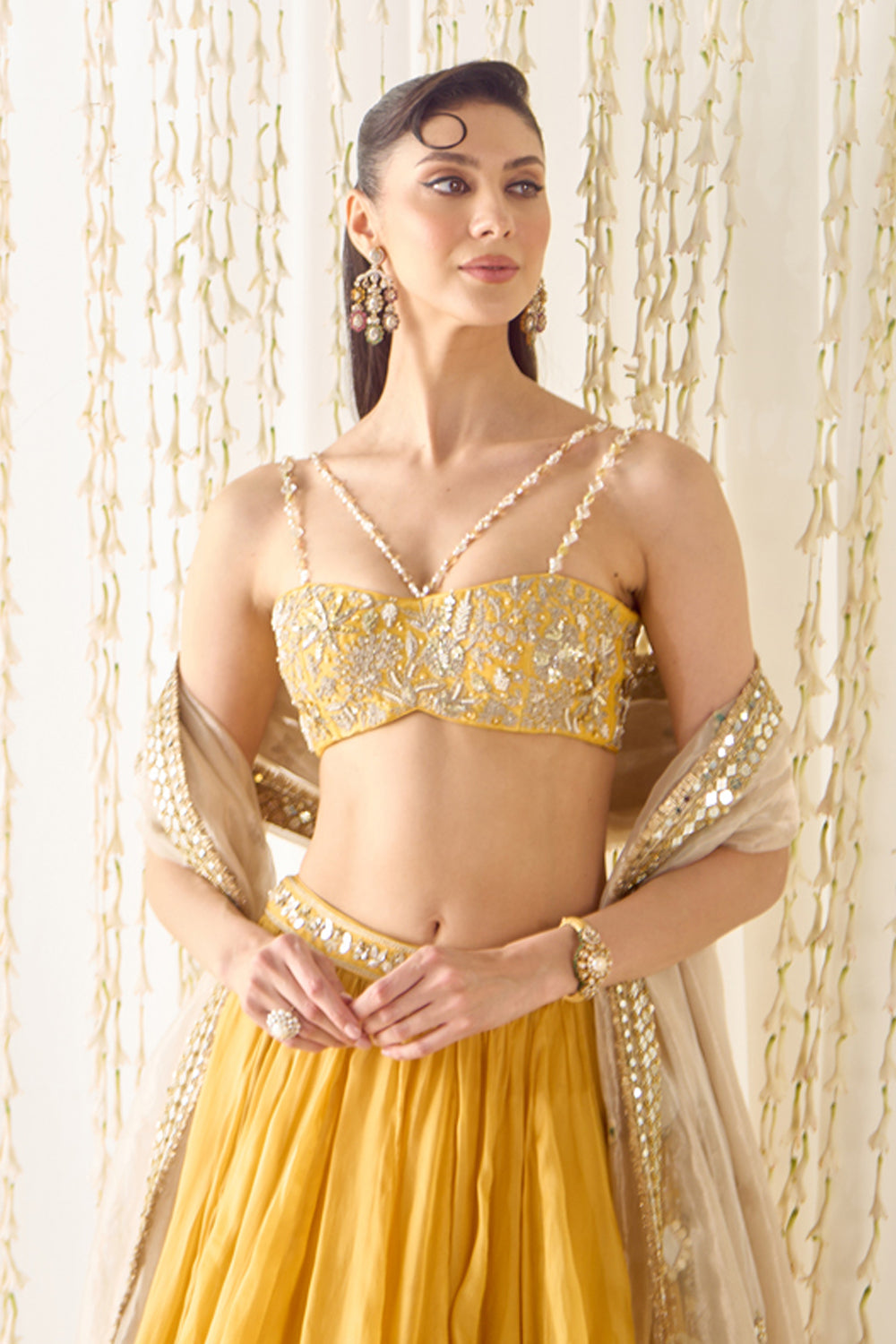 Sanya Gulati - Mustard Bustier and Lehenga Set from Jawaani Janeman