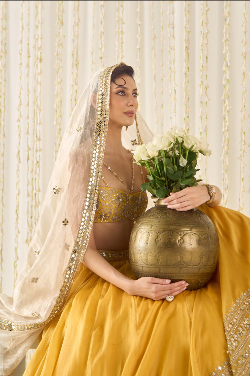 Sanya Gulati - Mustard Bustier and Lehenga Set from Jawaani Janeman