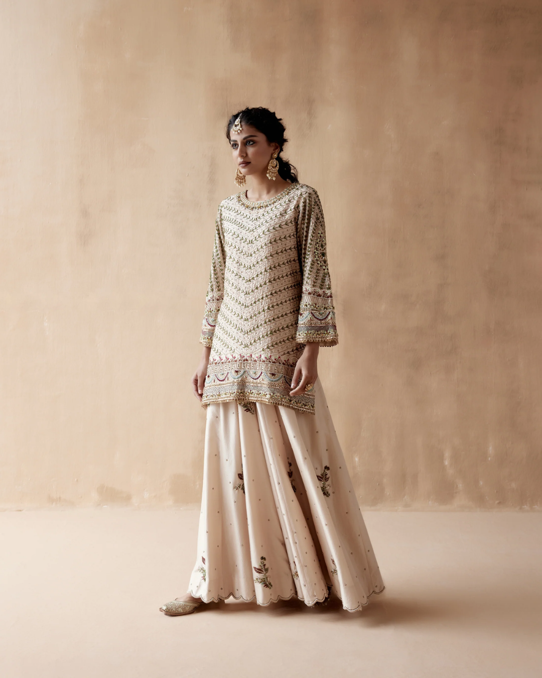 Aman Takyar - Ivory Tunic & Sharara Set From Albeli