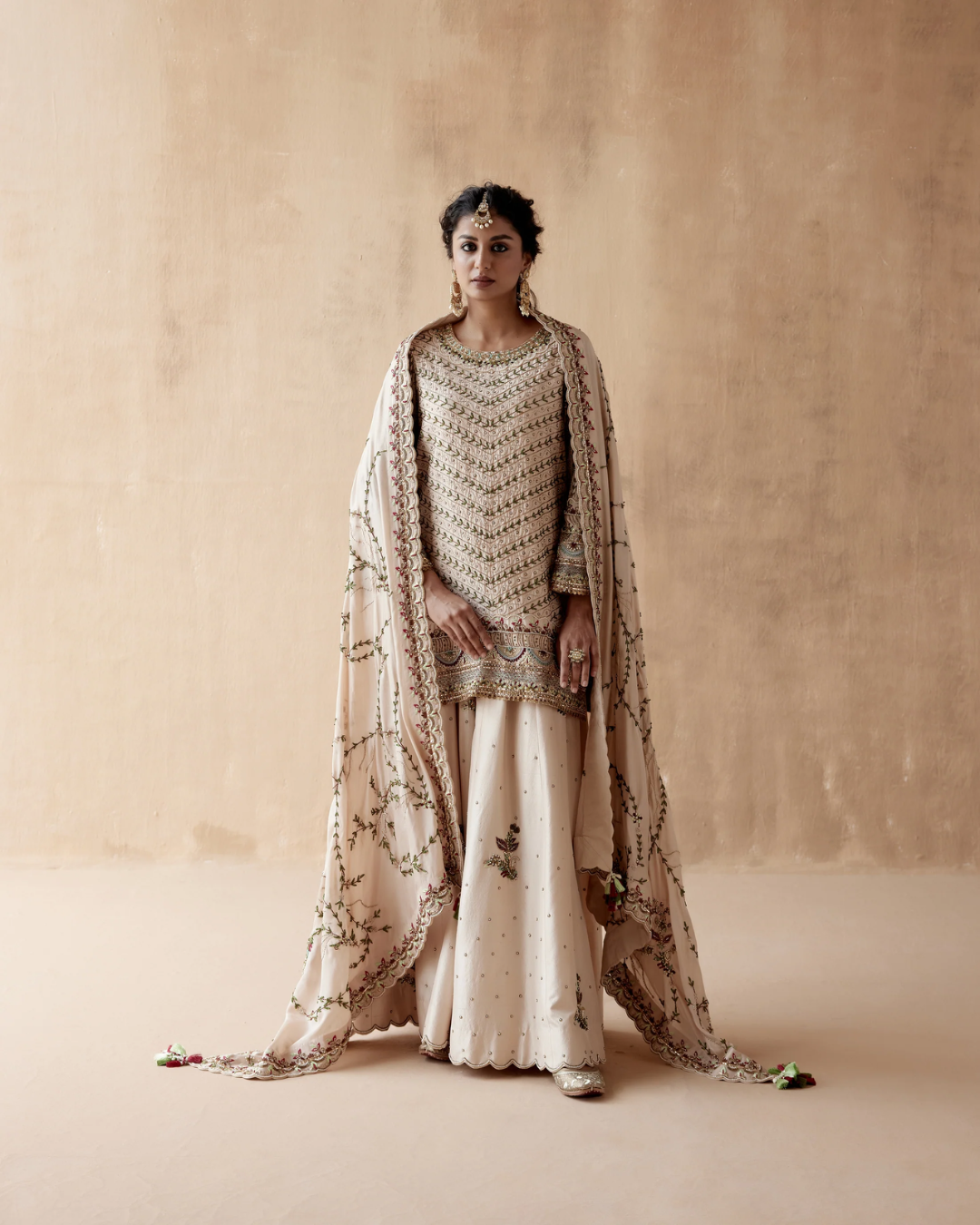 Aman Takyar - Ivory Tunic & Sharara Set From Albeli