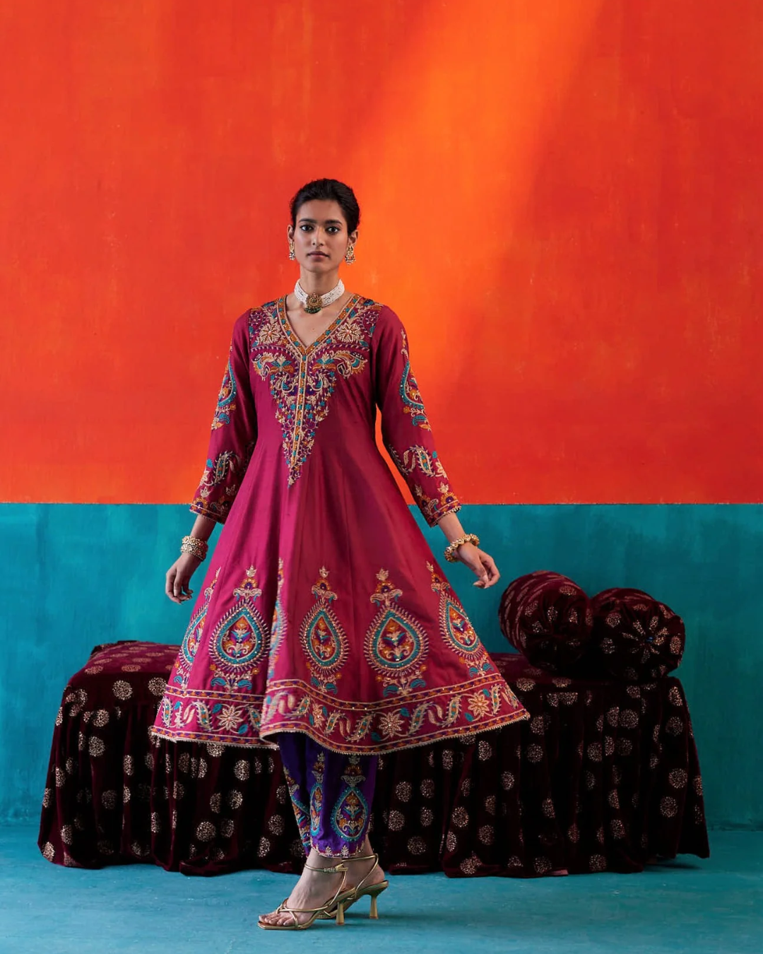 Aman Takyar - Maroon Kurta Set From Kasmira
