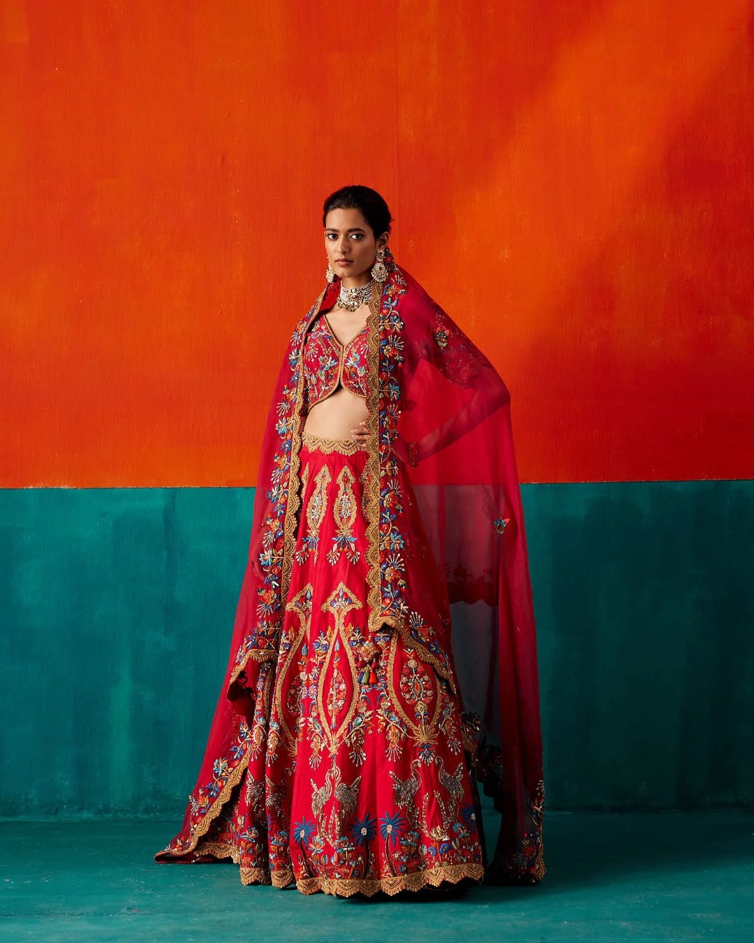 Aman Takyar - Red Lehenga Set From Kasmira