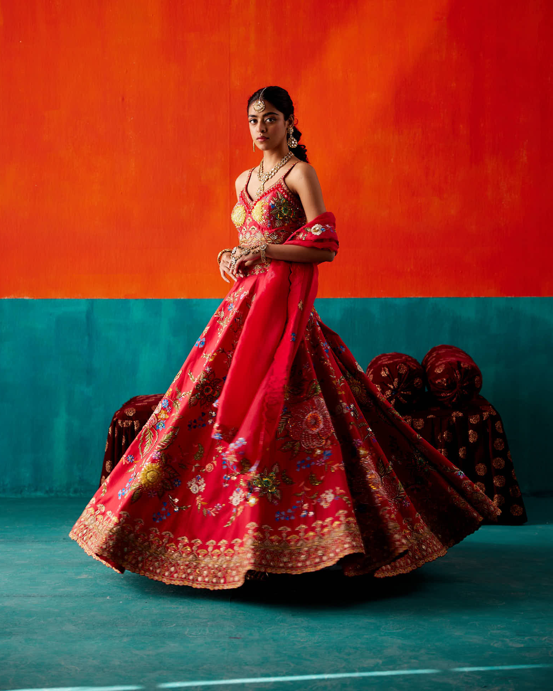 Aman Takyar - Amaranth Red Lehenga Set From Kasmira